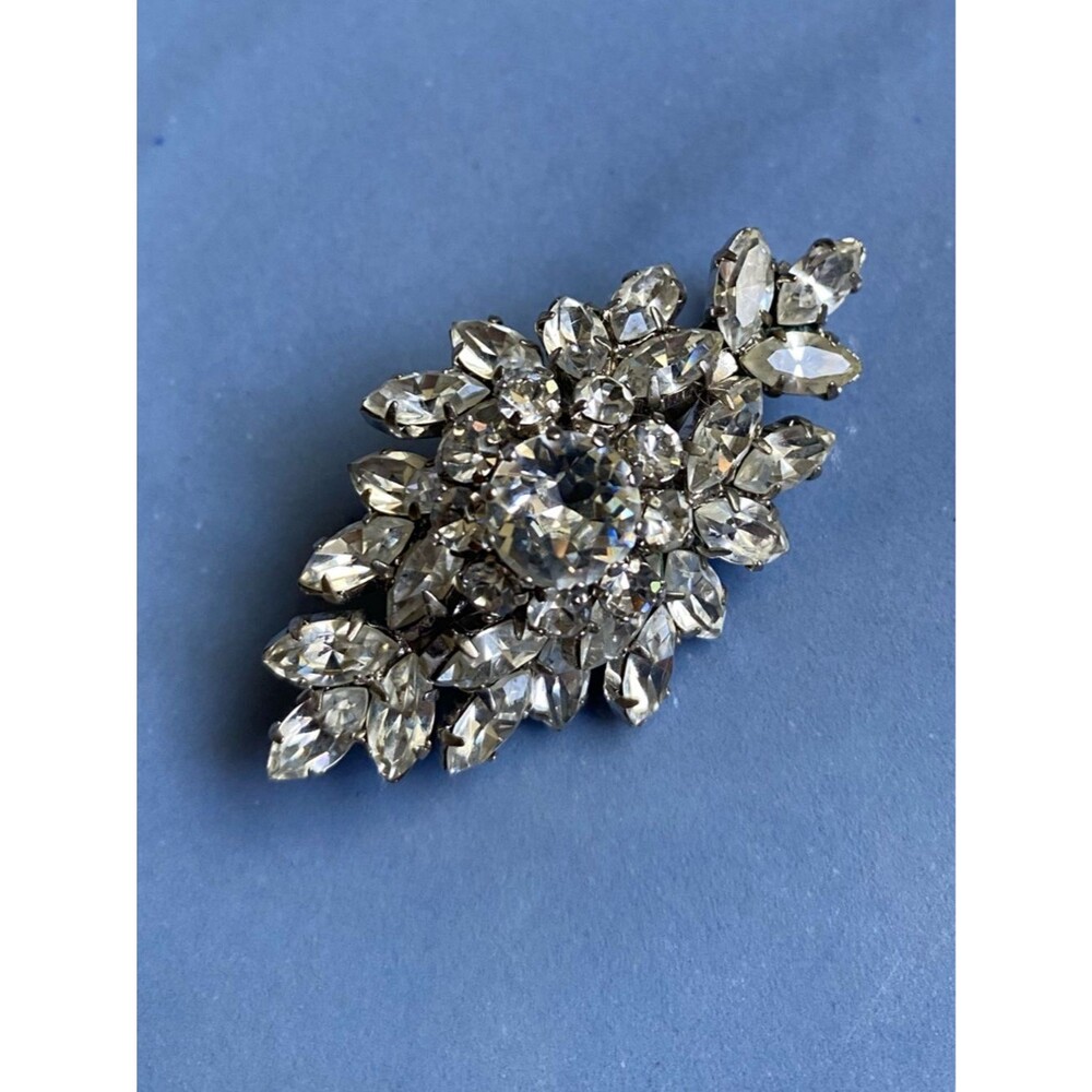 Gorgeous Schoffel & Co Crystal Rhinestone Signed Brooch 1 of 2 Identical
